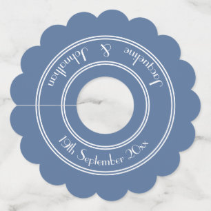 Stofbruiloft Elegante witte scriptnamen Wijnglaslabel