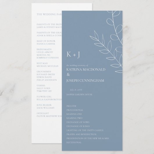Stofbruiloftceremonie Minimalistisch Elegant Programma (Voorkant / Achterkant)