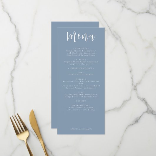 Stofbruiloftmenu Elegante Ontvangstdiner Menu (Voorkant / Achterkant in situ)