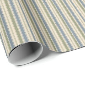 Stofbruin Blauw & Saliegroen Linnen Multi-Breedte Cadeaupapier