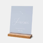 Stofbruin Blauwe Acryl “Favors” Trouwbord Bord (Hoek)