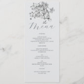 Stofbruin Blauwe Bloem Bruiloftsmenu Menu (Voorkant)