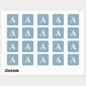 Stofbruin Blauwe Witte Monogrammen Eenvoudige Brui Vierkante Sticker (Vel)
