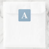 Stofbruin Blauwe Witte Monogrammen Eenvoudige Brui Vierkante Sticker (Tas)