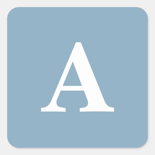 Stofbruin Blauwe Witte Monogrammen Eenvoudige Brui Vierkante Sticker (Voorkant)