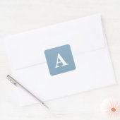 Stofbruin Blauwe Witte Monogrammen Eenvoudige Brui Vierkante Sticker (Envelop)