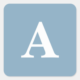 Stofbruin Blauwe Witte Monogrammen Eenvoudige Brui Vierkante Sticker