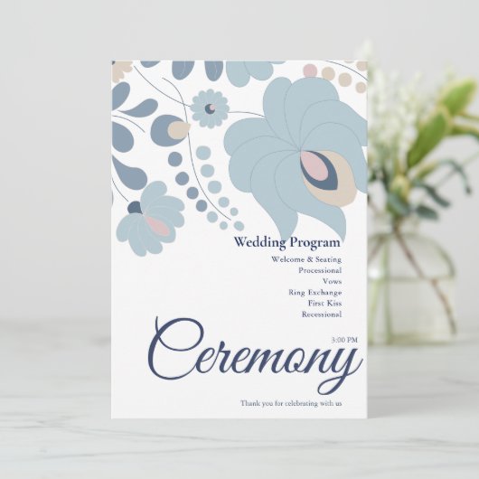 Stofbruin Bloem Bruiloftsprogramma Programma (Staand voorkant)