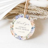 Stofbruine Blauwe Crème Bloemachtige Bruiloft Fees Bedankjes Labels