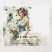 Stofbruine Blauwe Eucalyptus Groen Huwelijk Sparkling Wijnetiket (Enkel label)