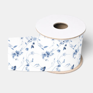 Stofbruine Blauwe Fijne Kunst Bloemige Bruiloft Grosgrain Lint