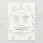 Stofbruine blauwe Franse Toile Trouwprogramma Brie Programma (Voorkant)