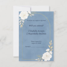 Stofbruine Blauwe Huwelijks RSVP Kaart