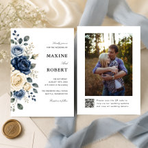 Stofbruine Blauwe Marine & Ivoor Roze QR Code Foto