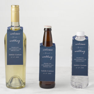 Stofbruine Blauwe Navy Champagne Ivoor Huwelijk  Flessenhanger