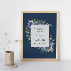 Stofbruine Blauwe Navy Champagne Ivoor Huwelijk Poster