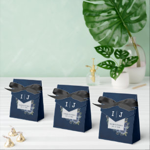 Stofbruine Blauwe Navy Champagne Ivoren Huwelijk  Bedankdoosjes