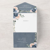 Stofbruine Blauwe Perzikroze Geometrische Bloemige All In One Uitnodiging (Buitenkant)