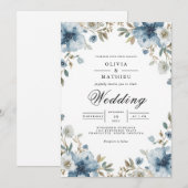 Stofbruine Bloem Boog Bruiloft Kaart (Voorkant / Achterkant)