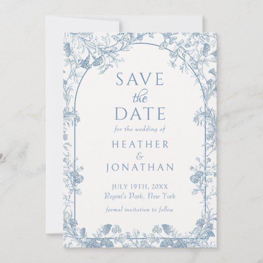 Stofbruine bloemige trouwkaart 'Save The Date' Save The Date (Voorkant)