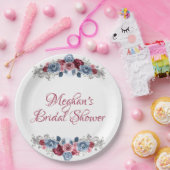 Stofbruine en bordeauxrode bruidsdouche   papieren bordje (Feest)