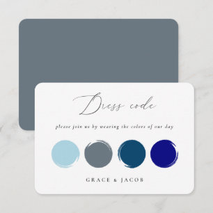 Stofbruine en marineblauwe trouwkleur paletkaart RSVP kaartje