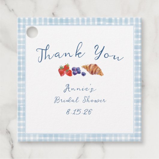 Stofbruine geruite bruidsborrel bedanken bedankjes labels (Voorkant)