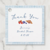 Stofbruine geruite bruidsuitnodiging voor brunch b bedankjes labels (Voorkant)