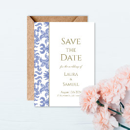 Stofbruine Vintage Save the Date Kaart