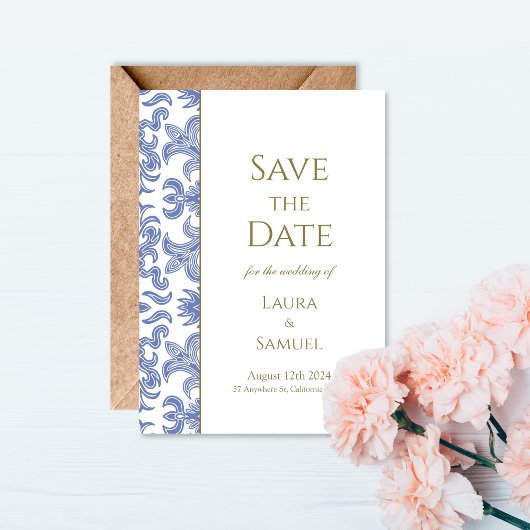 Stofbruine Vintage Save the Date Kaart