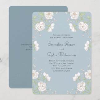 Stofbruine witte rozen bruiloft kaart