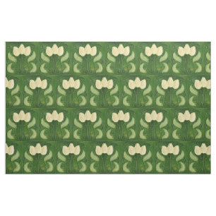 Stoff - Vintage Witte Tulp Halfsteens Stof