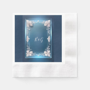 Stoffelijk blauw Art Deco lijst bruiloft Servet