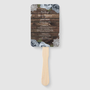 Stoffelijk Blauw Bloemen Rozen Rustieke Houten Kan Handwaaier