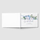 Stoffelijk blauw bloemengroen | Hydrangea bruiloft Gastenboek (Volledig)