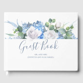 Stoffelijk blauw bloemengroen | Hydrangea bruiloft Gastenboek (Voorkant)