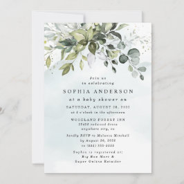 Stoffelijk blauw Eucalyptus groen Boho Baby shower Kaart