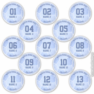 Stoffelijk Blauw Girly Voetbal Verjaardagsfeestgun Sticker