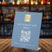 Stoffelijk blauw restaurant café bar scan menu QR Reclamebord Met Voetstuk