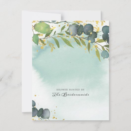 Stoffelijk Eucalyptus Goud Vrijgezellenfeest Kaart (Achterkant)