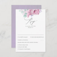 Stoffelijk Paarse Roze Bloemen Bruiloft RSVP