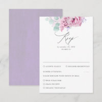 Stoffelijk Paarse Roze Bloemen Bruiloft RSVP