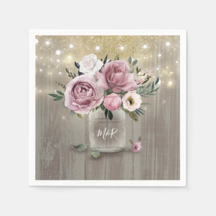 Stoffelijk Roos Bloemen Mason Jar Rustiek Land Hou Servet