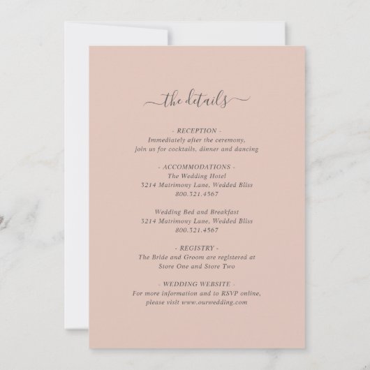 Stoffelijk Roos bloemig elegant alles in één bruil Kaart (Achterkant)