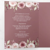 Stoffelijk Roos Blush Bloemen Ampersand QR Code Br Drieluik Uitnodiging (Binnenzijde eerst)