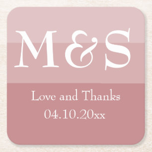 Stoffelijk Roos Eenvoudige moderne bruiloft Vierkante Kartonnen Onderzetter