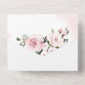 Stoffelijk Roos en Grijs Bruiloft All In One Uitnodiging (Achterkant)