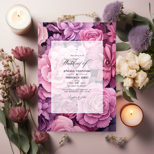 Stoffelijk Roos en Mauve Bloemenbruiloft Kaart
