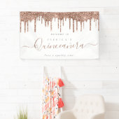 Stoffelijk Roos Glitter Drips Welkom bij Quinceañe Spandoek (Insitu)