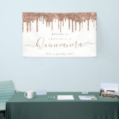 Stoffelijk Roos Glitter Drips Welkom bij Quinceañe Spandoek (Beurs)